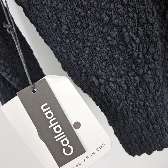 Callahan Hoodie Sweater Black Boucle Knit Square Neck Pullover Crop NWT Size S - Picture 3 of 6